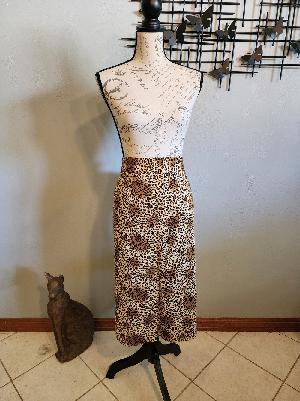 Ashley Stewart Leopard Print Midi Pencil Skirt